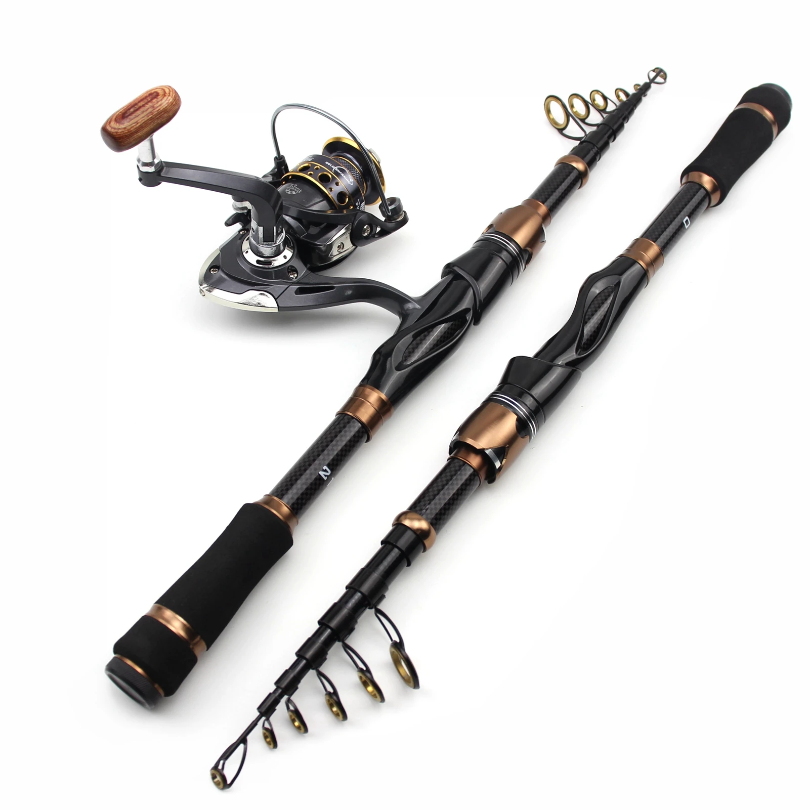 

2.1M High Quality Rod Reel Combos Super Short Pocket Fishing Rod Telescopic Carbon Spinning Rod Travel Fishing Tackle pesca