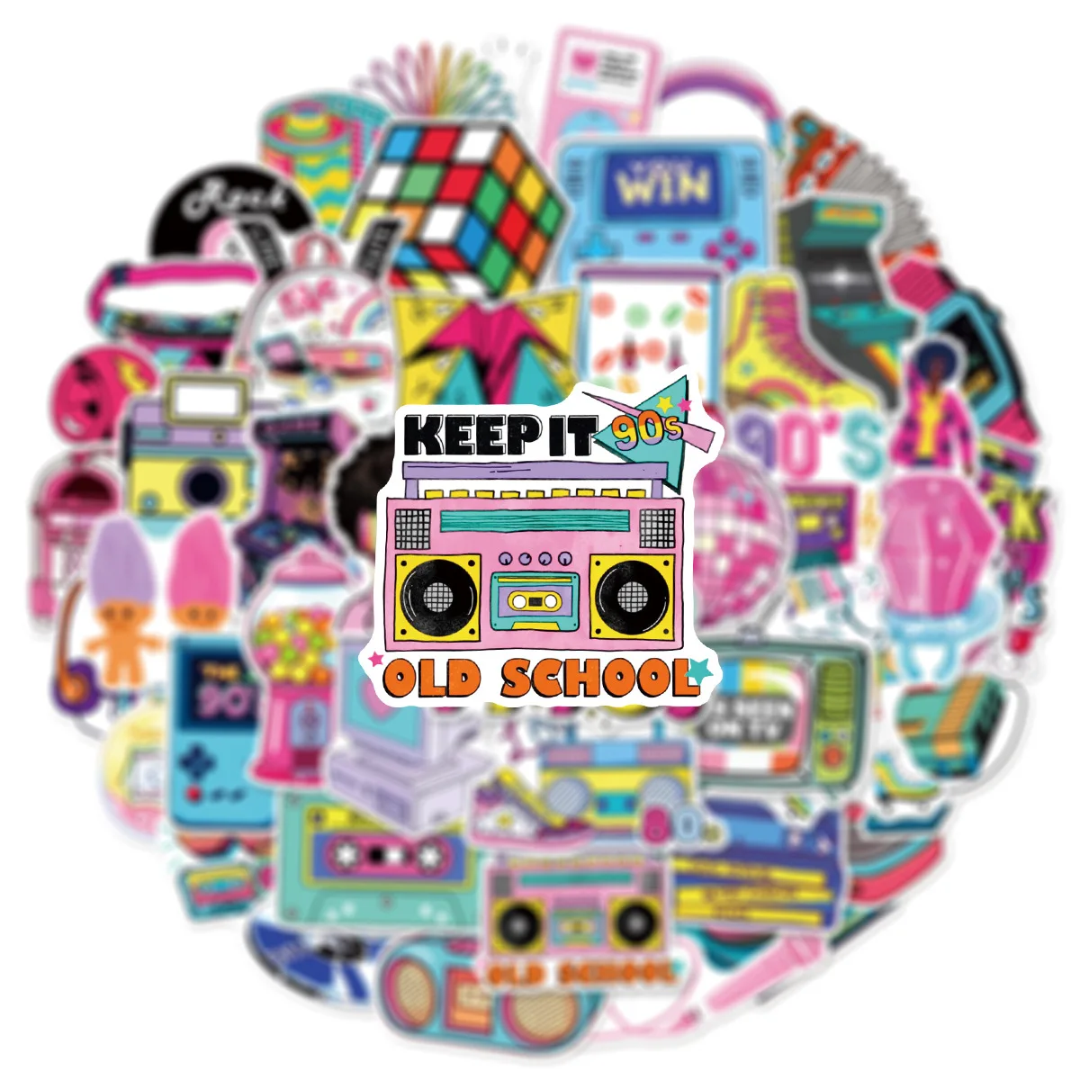 50Pcs 80s 90s Cartoon Stickers Retro Games Vinyl Waterproof for Laptop Phone Case Notebook Water Bottle DIY Stickers - 3