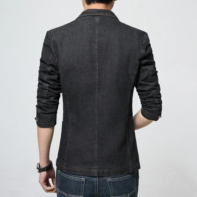 Mens Denim Blazer Men Fashion Cotton Vintage Suit Jacket 4XL Male Blue Coat Denim Jacket Men Slim Fat Jeans Blazers