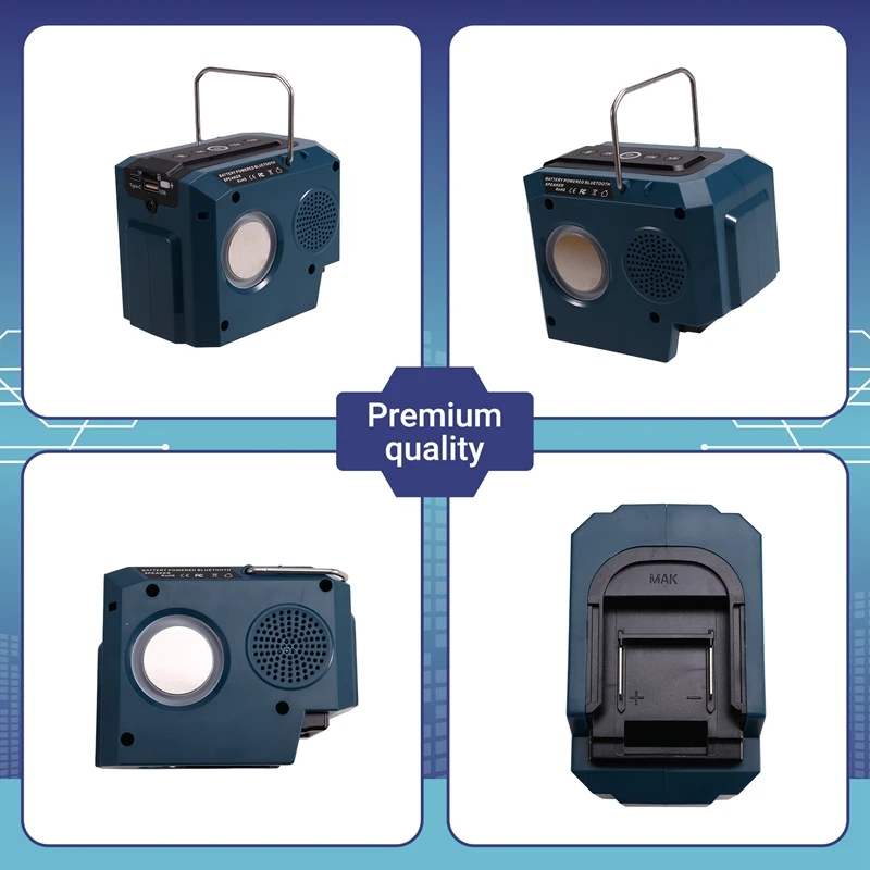 Bluetooth Speaker For Makita 18V Battery Portable Cordless Speaker With USB&Type-C TF Card Port For Camping & Partie