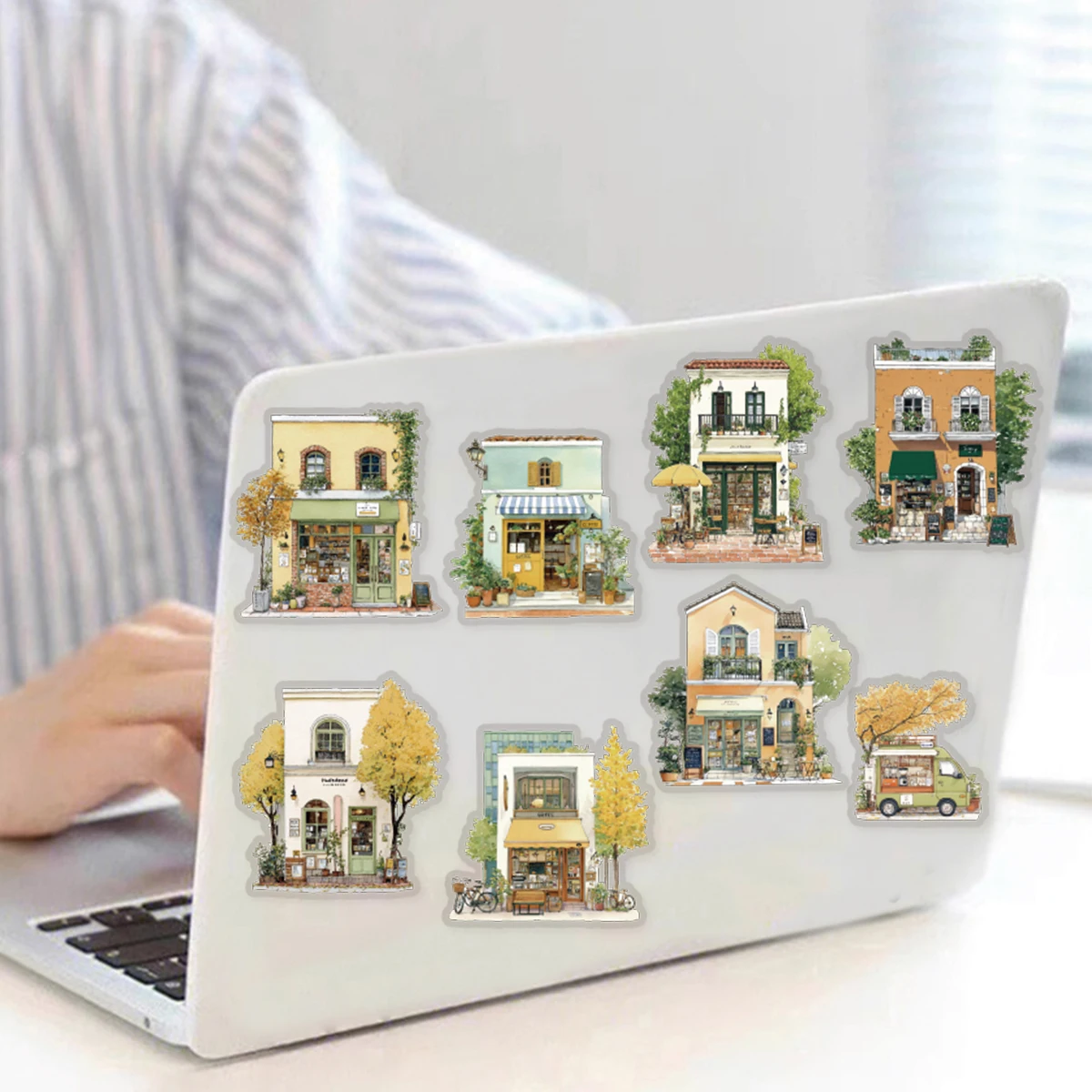 에토리 라이프 골든 코퍼 앨리 가을 오두막 빈티지 풍경 패턴 장식 스티커 노트북, 휴대폰 케이스, 여행 가방, 수제 스크랩북, DIY 스티커, 사진 앨범, 어린이 스티커, 학생 문구 스티커