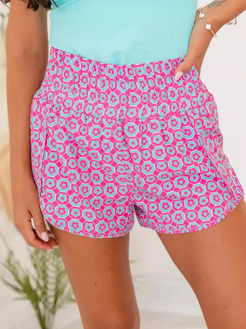 VOLEEMI Womens Shorts with Elastic Waist Summer Beach Casual Shorts Casual Lightweight Adjustable Loose Girls Shorts