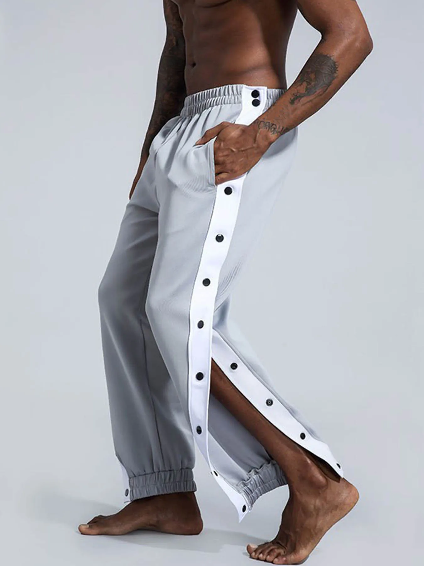 

Spring and Autumn Sports Leisure Pants Basket Training Button Up Pants Full Open Button Training Tight Leggings