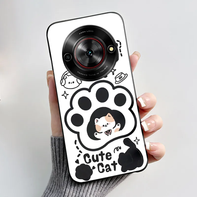 Aesthetic Cute Cat Fashion Shockproof Black Matte Soft TPU Phone Case