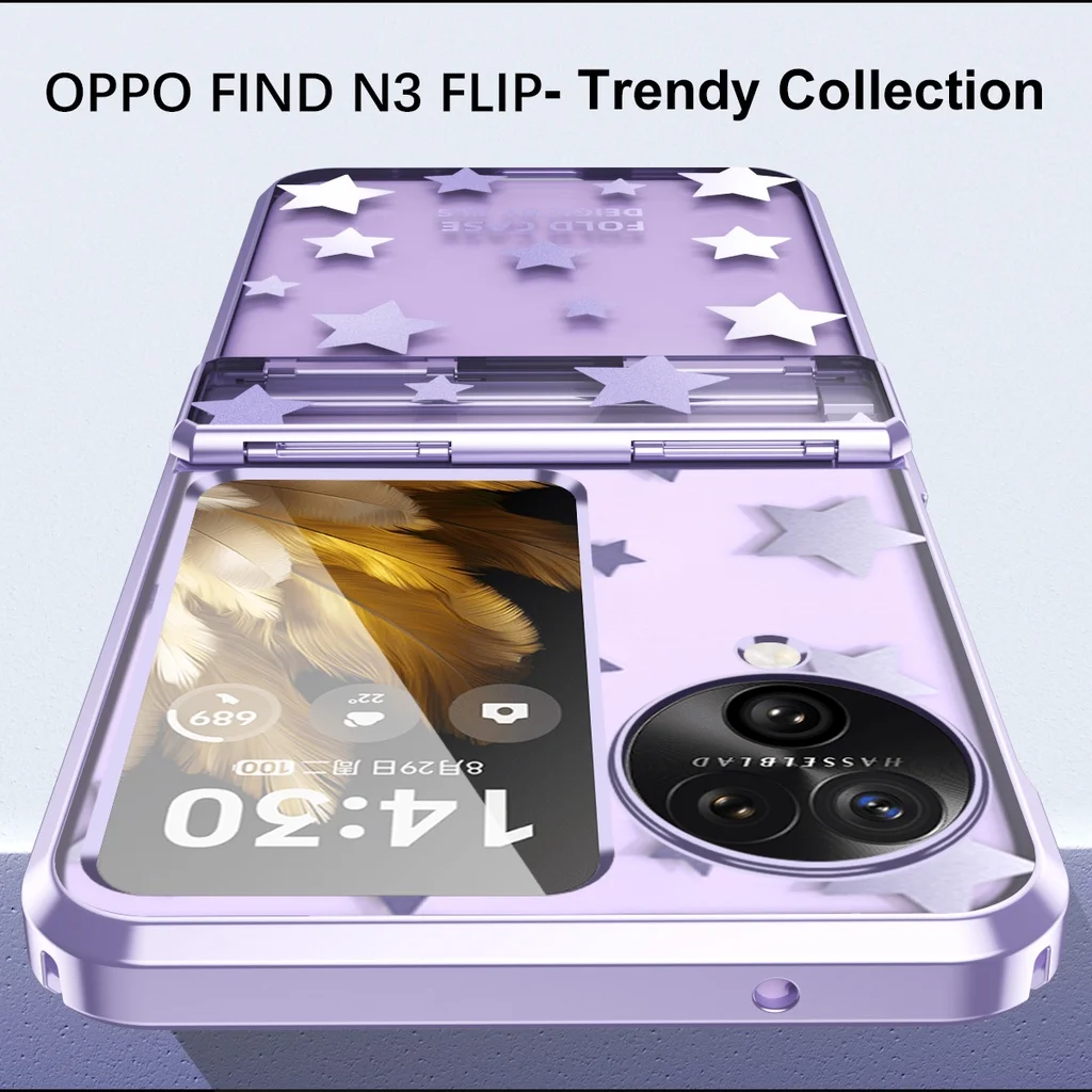 For OPPO Find N3 N2 Flip Case Hinge Star Fashion Plating Clear Shockproof Protection Cover Find N3 Find N2 Flip Phone Cases