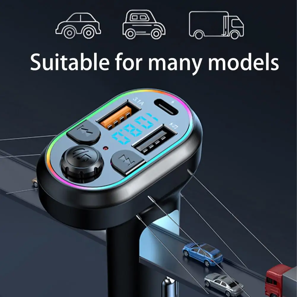 

Universal RGB Colorful Light Multi-function Bluetooth-compatible FM MP3 Player Charger Adapter Playing Music