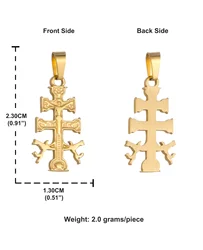 Caravaca De La Cruz Crucifix Pendant with Angels and Christ Relief - Stainless Steel Cross Charms DIY Accessories (Gold Color - S)