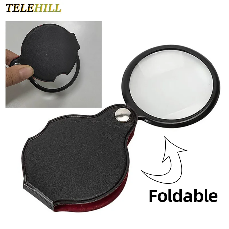 

Portable Mini Magnifier 8X 50/60mm Pocket Magnifier 6X Magnifying Glass Reading Magnifier Jewelry Loupe with Folded Leather Case