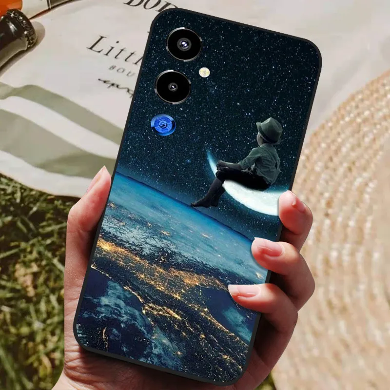 Cool Painted Silicone TPU Soft Cover - Black Protective Phone Shell