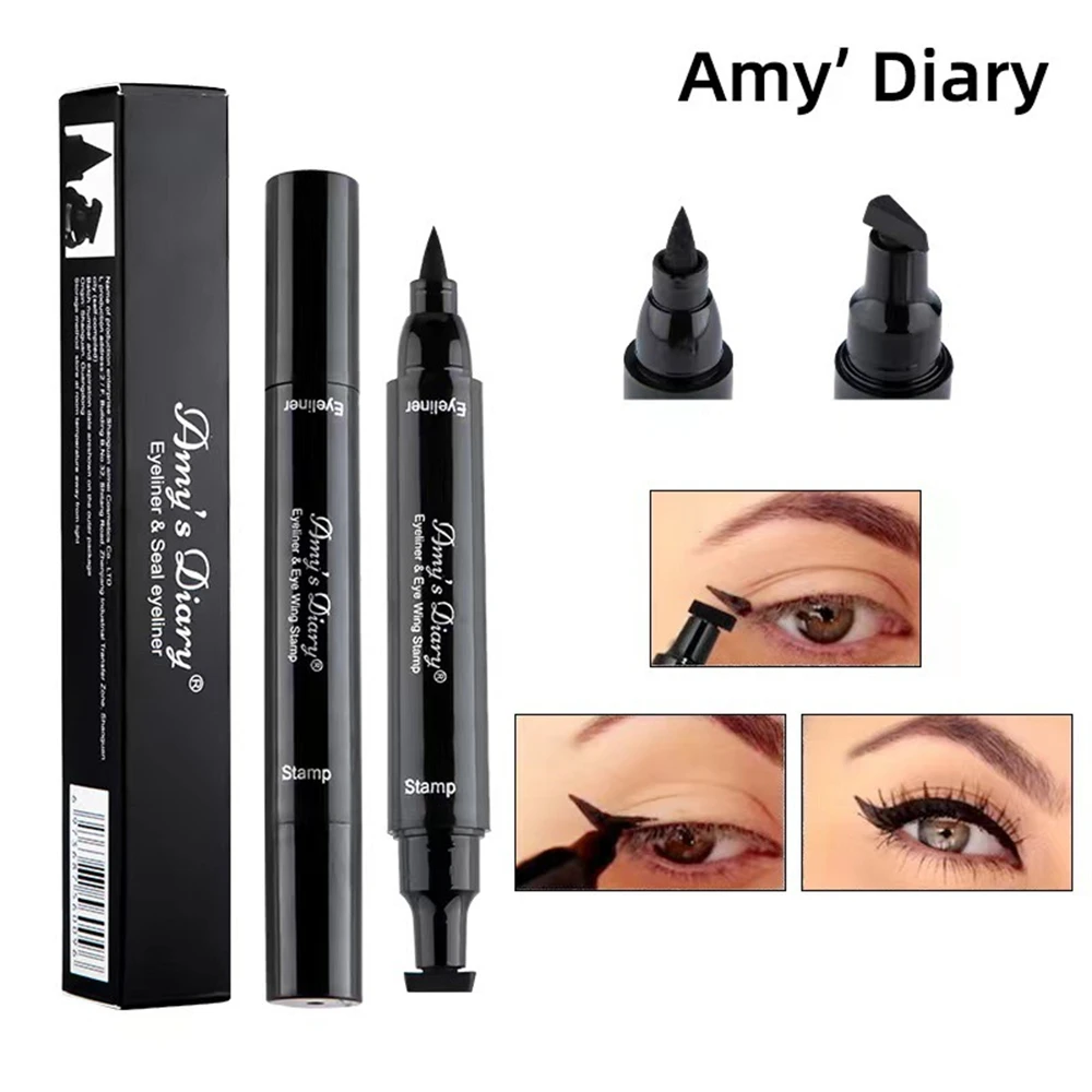 2 In1 Winged Stamp Liquid Eyeliner Pencil Eyes Makeup Waterproof Fast Dry  Lasting Cosmetics Black Stamps Seal Eyeliner Pen - Eyeliner - AliExpress