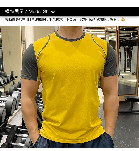 Camisetas deportivas para correr para hombre, camiseta elástica de LICRA  para entrenamiento de gimnasio, culturismo y Crossfit, ropa de verano -  AliExpress