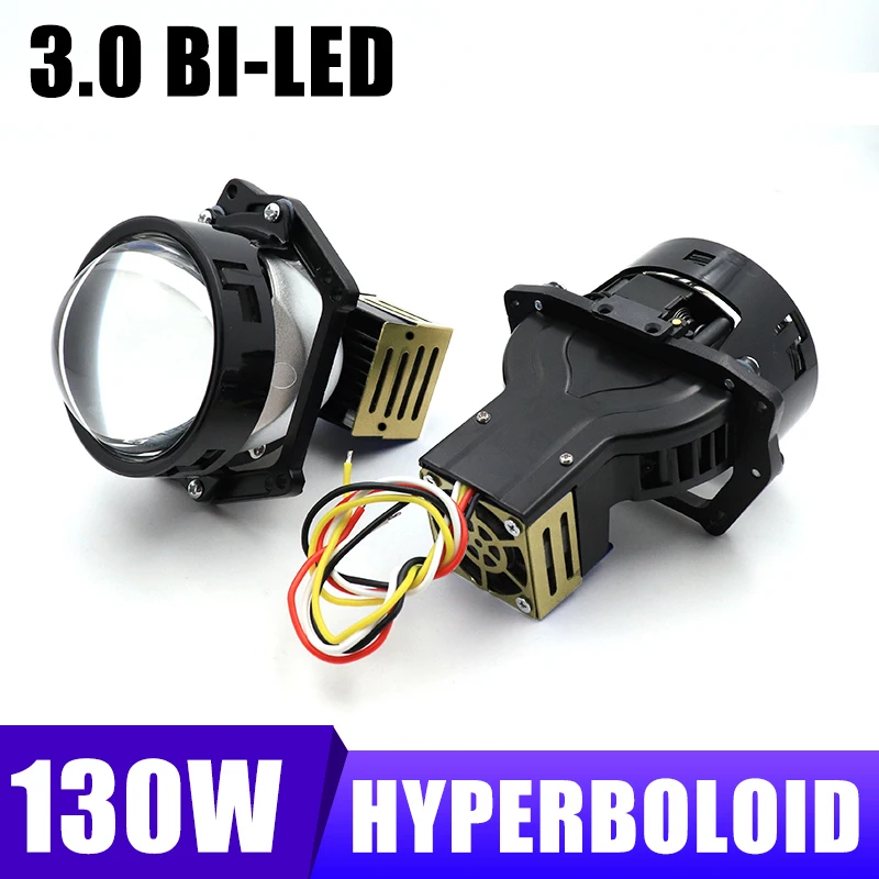 

2x Bi-LED 6000K Hyperboloid Projector Lenses 130W Hi/Lo Beam LED Lamp H8 Bulb 9006 H4 H7 For Headlight Car-styling Retrofit Lens