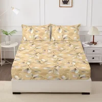 100% Polyester Cartoon Bedding Fitted 1pc Sheet and 2pcs Pillowcases Set Elastic Band Around Mattress Cover King Size Bed Cover 4