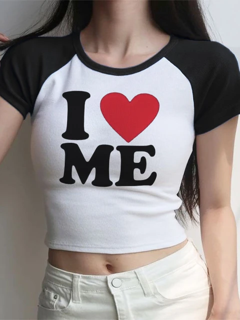 I LOVE NY cyber y2k gothic vintage crop top girl cyber y2k aesthetic  Harajuku clothing tee