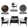 2pcs Arm Chairs 1pc Love Seat & Tempered Glass Coffee Table Rattan Sofa Set Brown Gradient 4