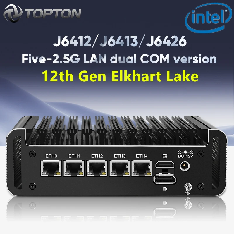 Elkhart Lake Celeron J6413 Quad Core Firewall Micro Appliance Mini Pc, Nano Pc, Router Pc Con Porta 4 * Rj45 2.5Gbe Aes-Ni Pfsense