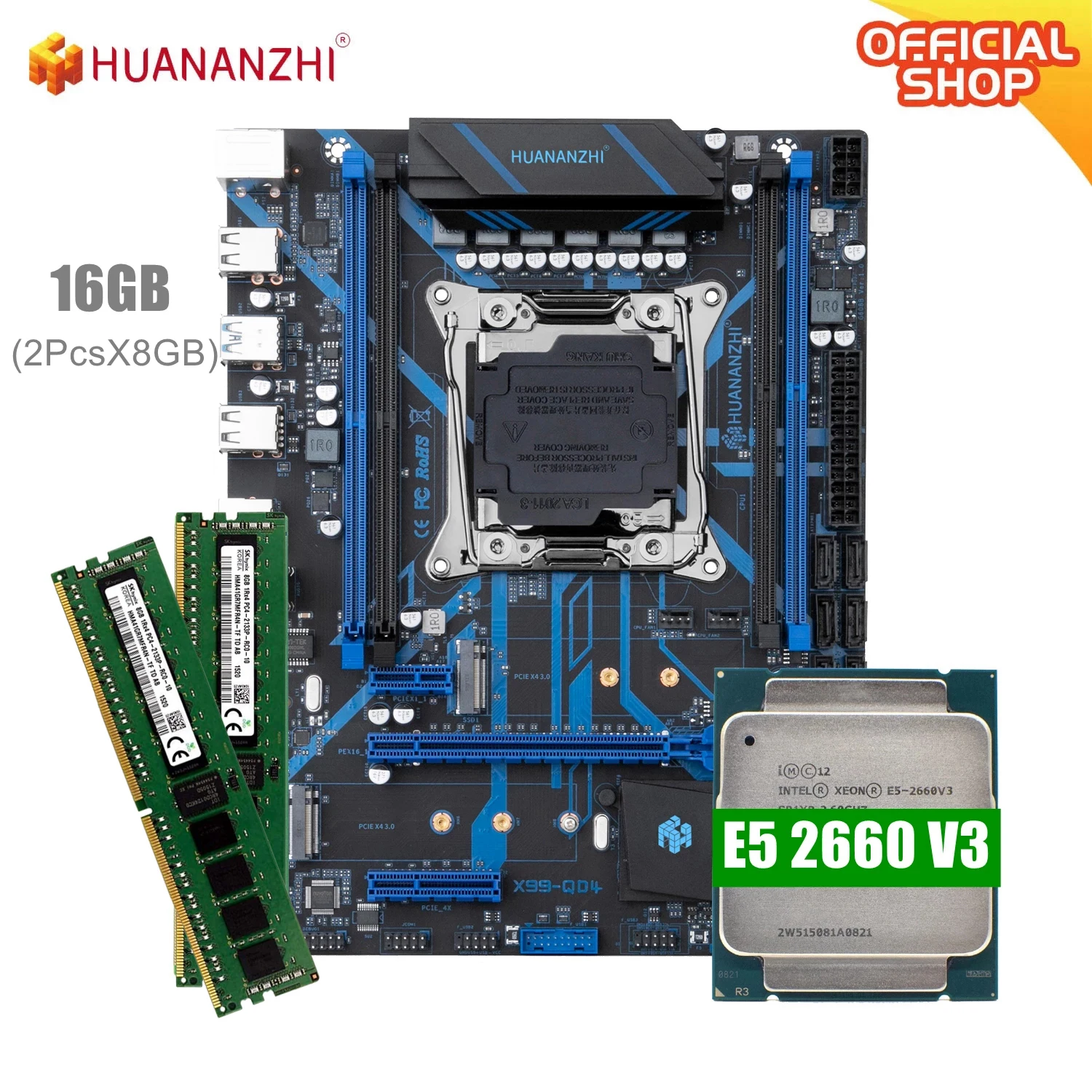 Huananzhi X99 Qd4 X99 Motherboard With Combo Kit Set Xeon E5 2660 V3 ...