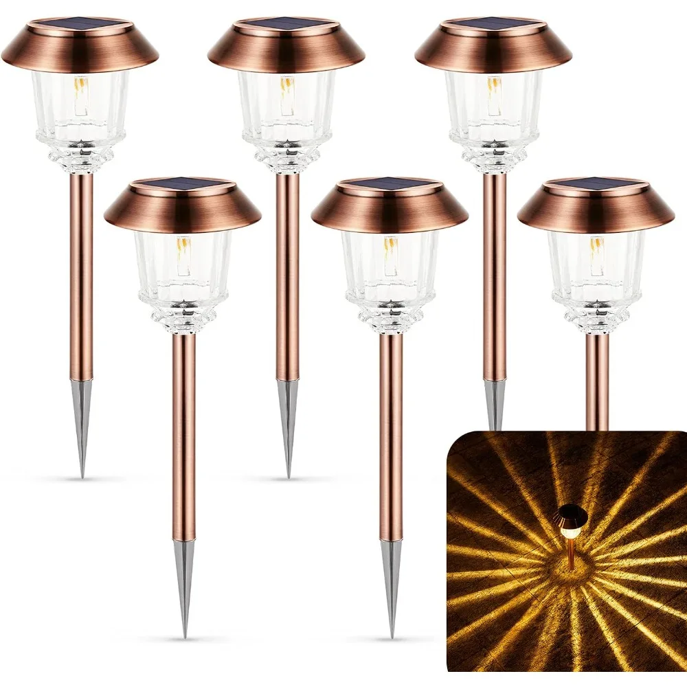 Solar Pathway Lights Outdoor - 6 Pack Solar Lights Outdoor Waterproof, 10-40 LM Dimmable Auto On/Off Outdoor Solar Lights Garden