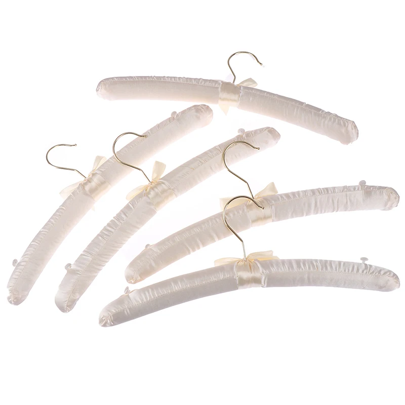 실크 원단 행어 브레이스 화이트 후크 단추, 미끄럼 방지 행어 웨딩 드레스, 의류 행어, 38cm, 5 개