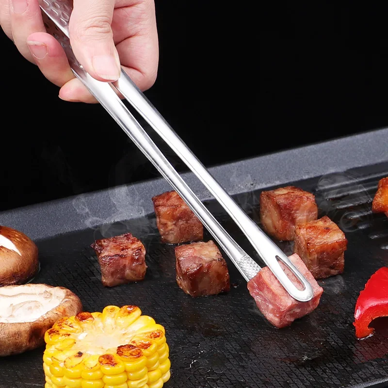 304 Stainless Steel Food Tongs Long Handle Non-Slip 1pc for Barbecue Steak Kitchen BBQ Cooking for food tongs