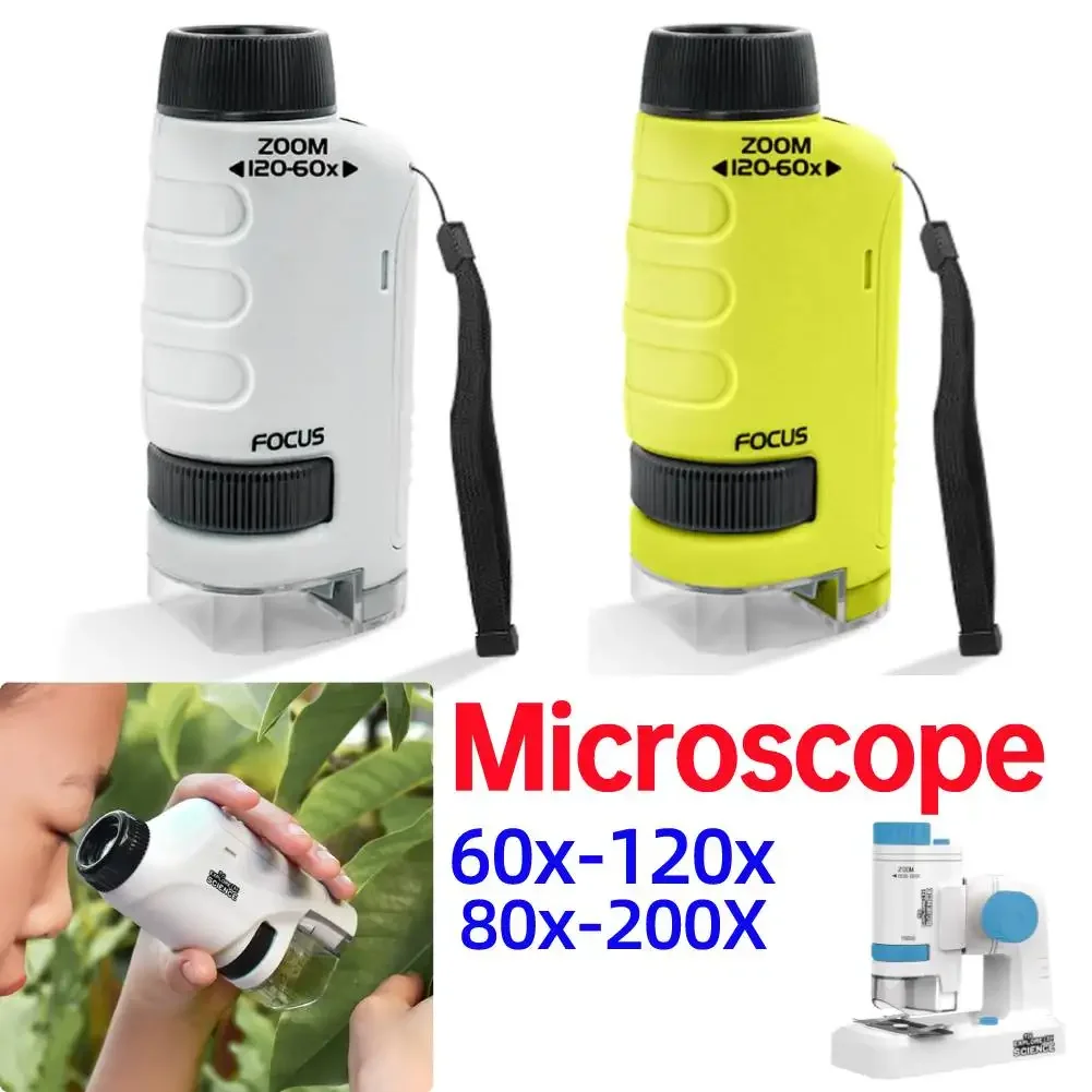 Portable Mini Microscope Kit with LED Light for Kids Educational Science