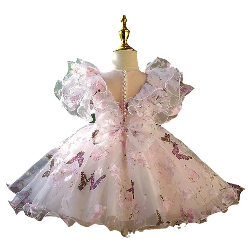 Children's Princess Evening Gown Fashionable Printed Ruffle Design Wedding Birthday Baptism Easter Eid Party Girls Dresses girls dress