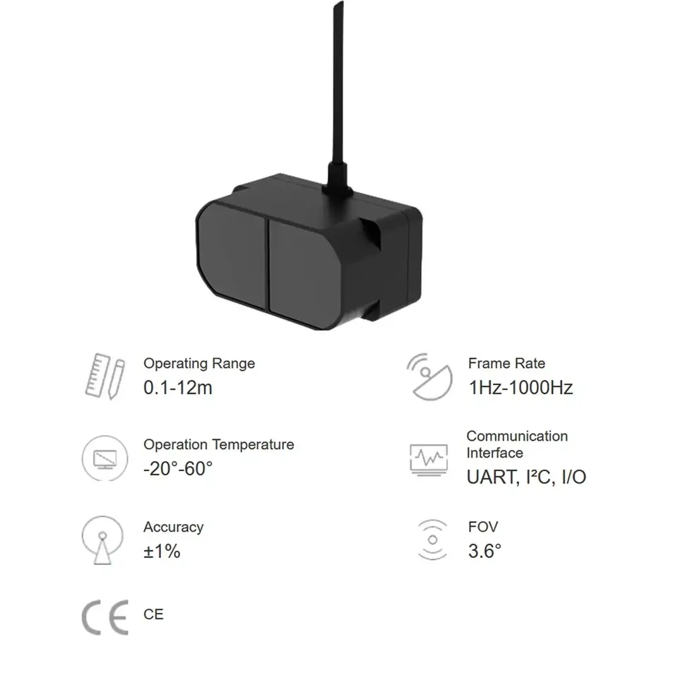 Benewake TFmini Plus LiDAR Module 0.1-12m IP65 Waterproof Micro Range Finder with UART/IIC Interface for Arduino Pixhawk image 5