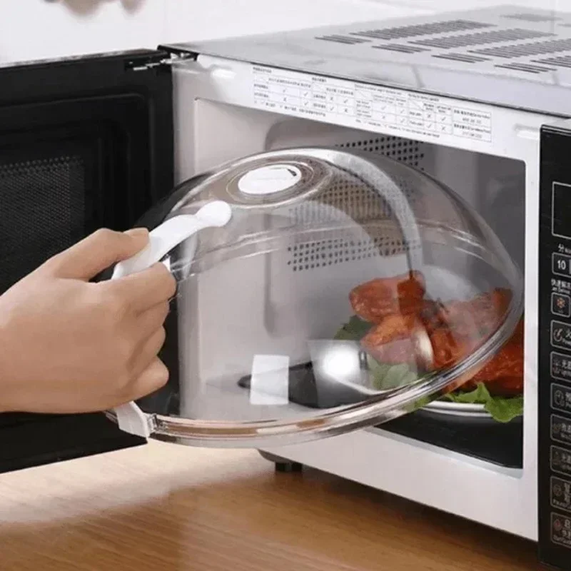 High Quality Microwave Splatter Cover BPA Free Microwave Oven Plate Food Cover Guard Lid with Handle Clear Kitchen Accessories