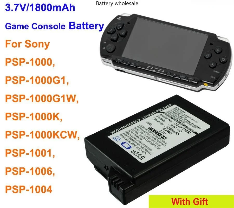 Batteria Cameron Sino 1800Mah Psp-110 Per Sony Psp-1000,Psp-1000G1,Psp-1000G1W,Psp-1000K,Psp-1000Kcw,Psp-1001,Psp-1004,Psp-1006