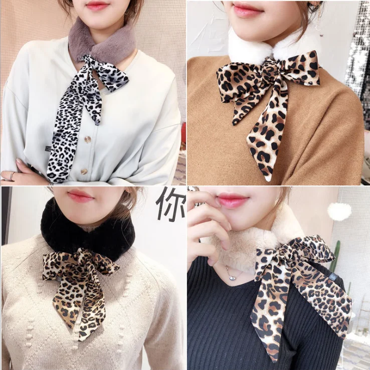 2022 New Leopard Printed Silk Scarf Women Scarf Warm Soft Cashmere Thicken Shawls Scarves for Women Scarves Women Ring Present