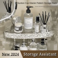 Bathroom Shelf Corner Shower Shelf No Drill Suction Wall Mounted Shampoo triangle Storage Rack Holders Kitchen Accessories 1