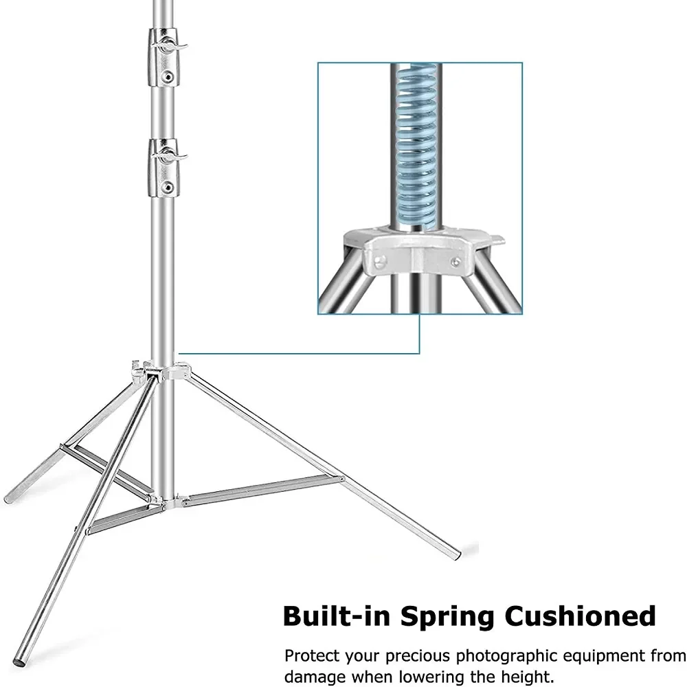 Selens Adjustable Stainless Steel Light Stand 280cm Heavy Duty Tripod Stand For