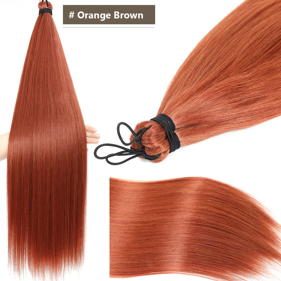 28 Zoll 300 Gramm Häkelzöpfe Glattes Haar Ombre Braun 6 # Blond 613 # Orange Hair Bio Hochtemperatur-Synthetikhaar – Detail 29