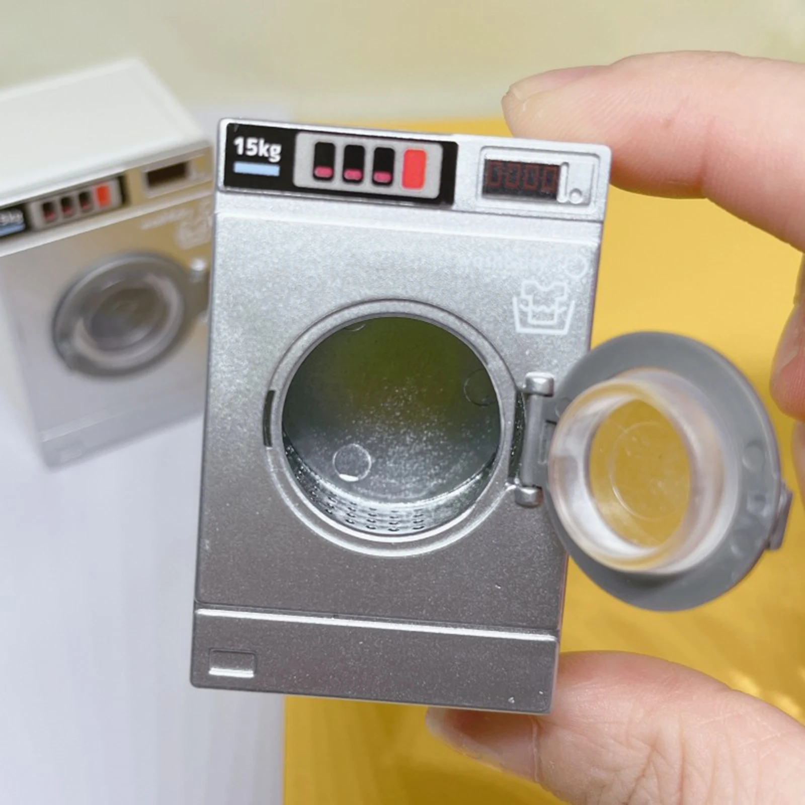 Dolls House Washing Machine 1/12 Play House Toy Small Washing Machine Toy Pretend Play Toy for Holiday Present Preschool Kids 2