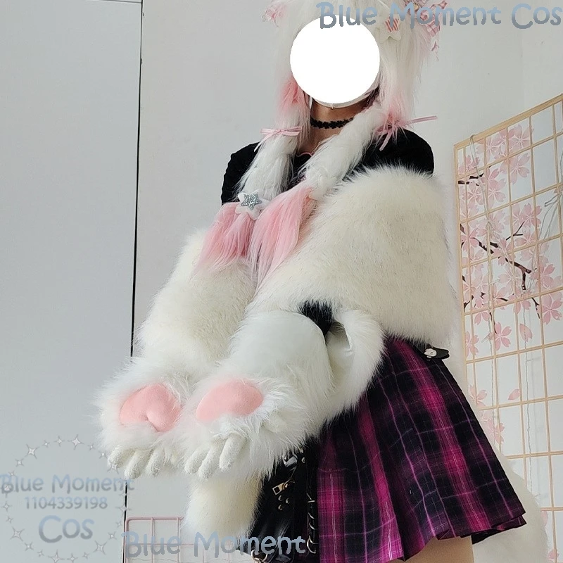 Animal Claws Kig Fursuit Kigurumi Furry Cosplay Furred Colorful Cute Kawaii Gloves Show fingers Holloween Women Men Customized