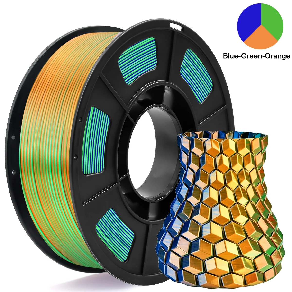 실크 삼색 PLA 3D 프린터 필라멘트, 1.75mm 멀티컬러 3D 프린팅 필라멘트..