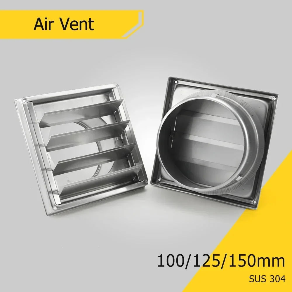 304-Stainless-Steel-Air-Vent-Duct-Grill-Air-Outlet-Windproof-Rainproof ...