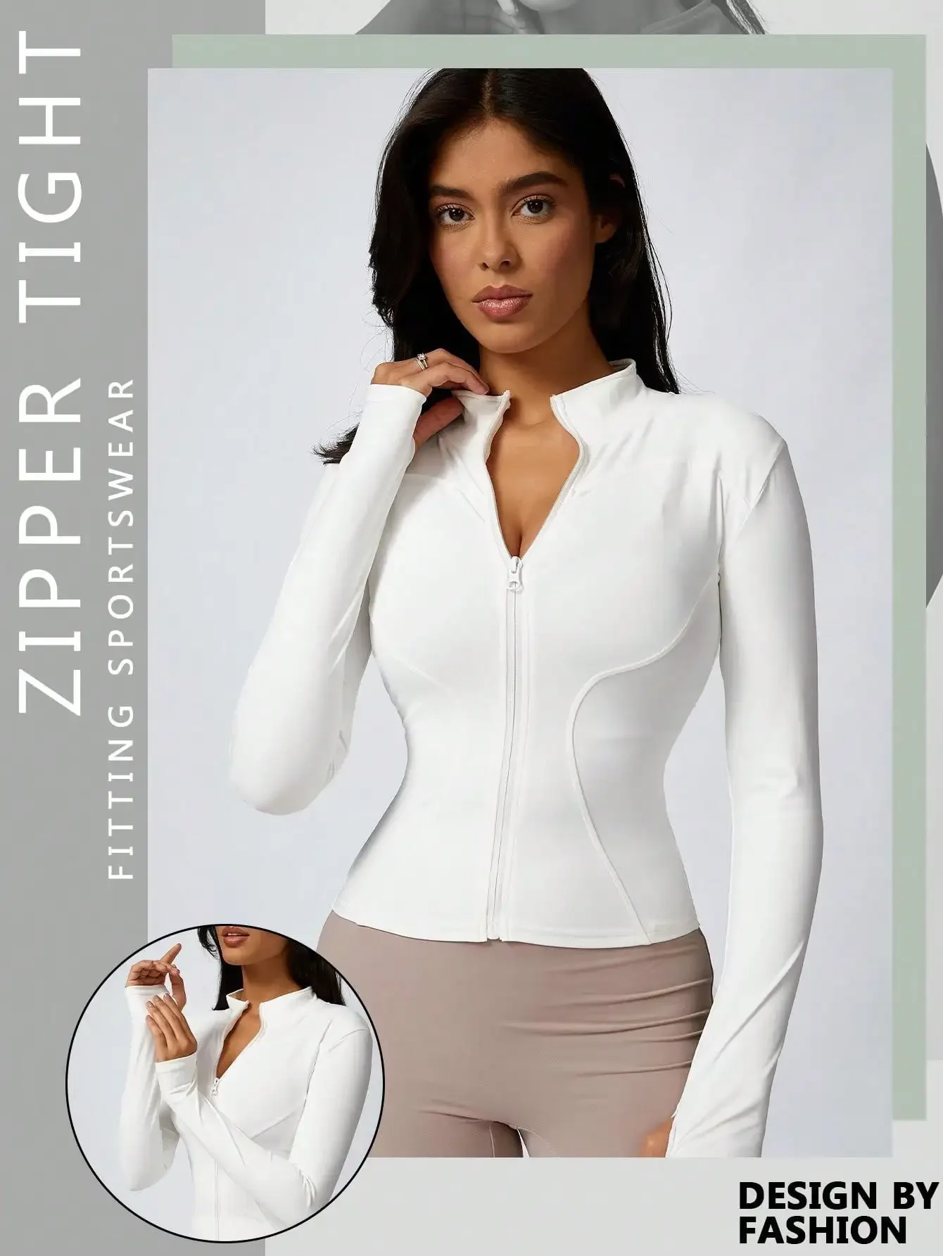 Women's Solid Color Zipper Turtleneck Sports Jacket Long-Sleeved Sports Top Gym Wear Ladies' Sportswear for Indoor and Outdoor sports jacket