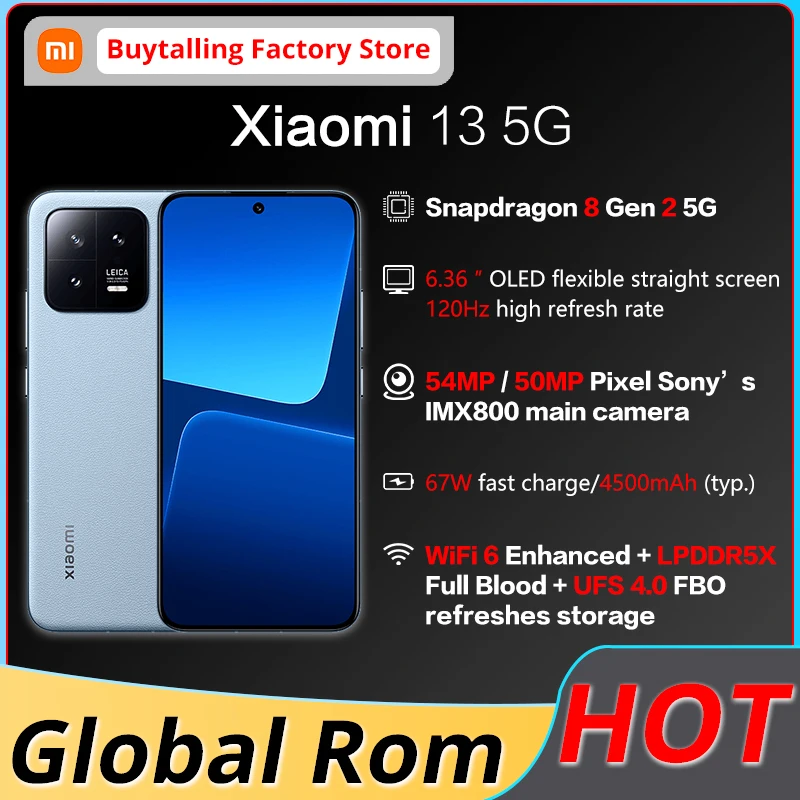 Global rom Xiaomi 13 5G 6.36 inch OLED flexible 120Hz screen