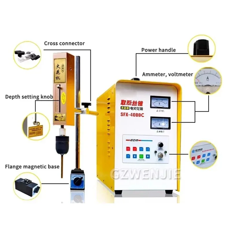 Perforator Portable Breaking Tap Screw Drill Tap Electromechanical Pulse EDM Drilling Machine High-Frequency Discharge 3000W 2