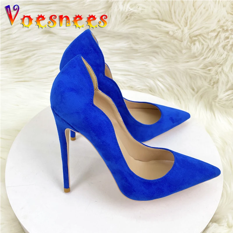 Talon Haut Escarpin Bleu Roi Talons Hauts En Daim Bleu Pour Femmes