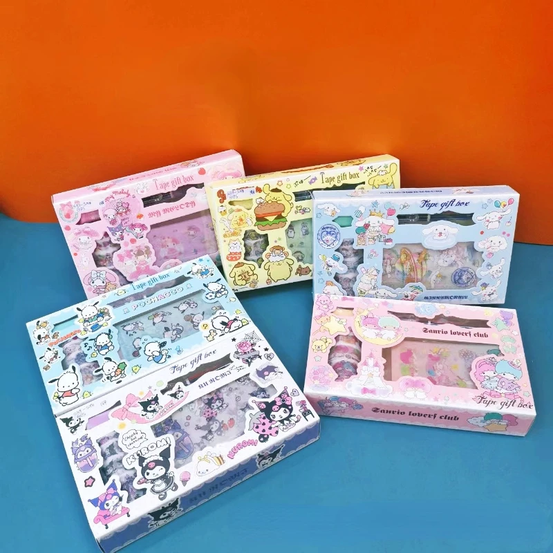 

Sanrio Sticker Tape Gift Box Set Student Cute Cartoon Hand Account Diy Hand Account Sticker Material Decoration Toy Gift