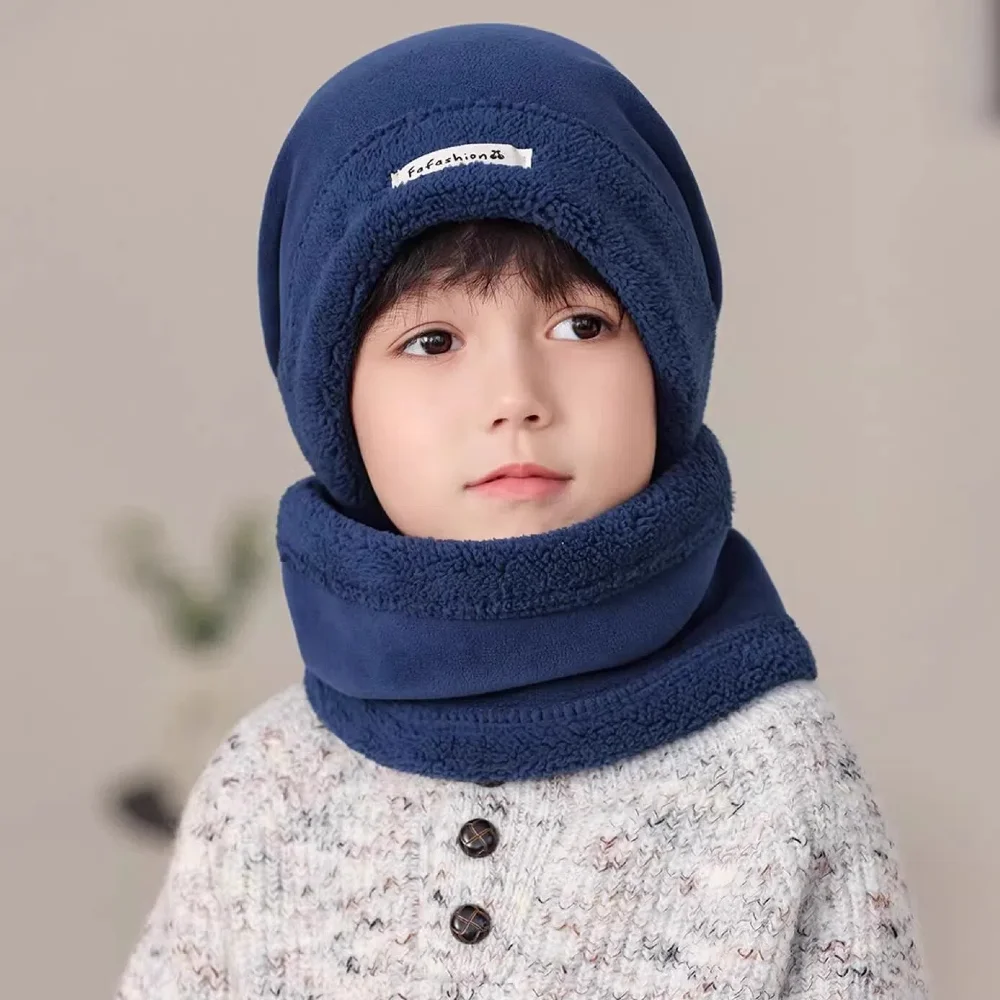 New Style Fashion Teenager Winter Hat Boy Girl Warm Suit Windproof Kid‘s Plush Knitted Hat Set