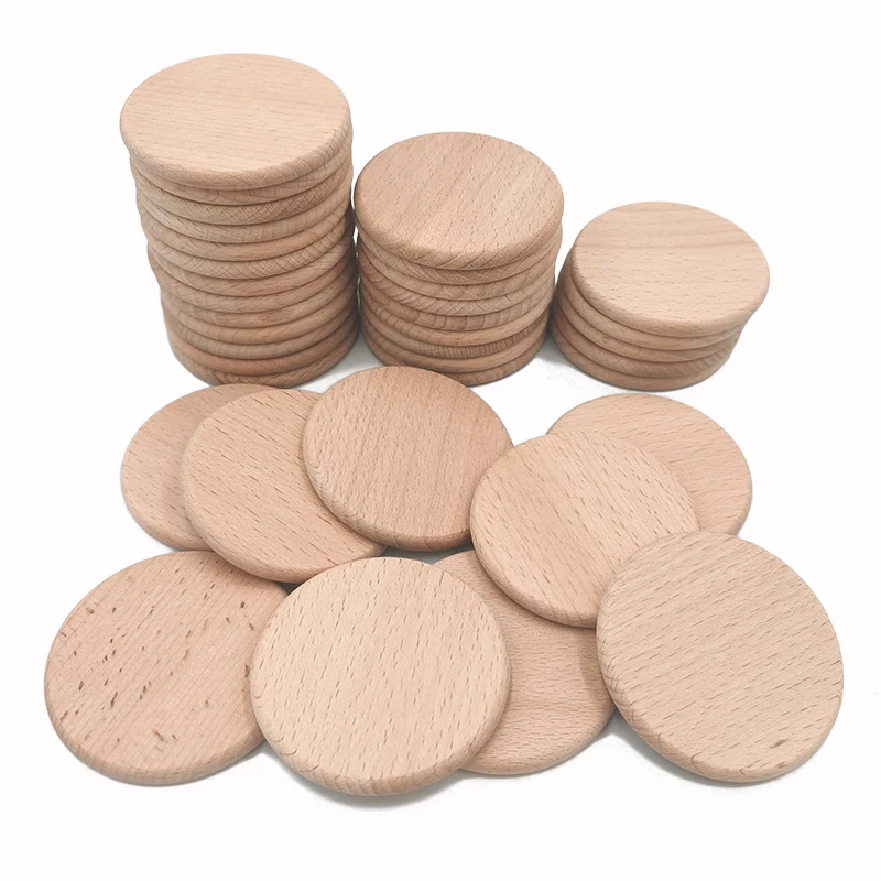 50pcs 3cm 1.18inch Wooden Circles Natural Unfinished Wood Slices
