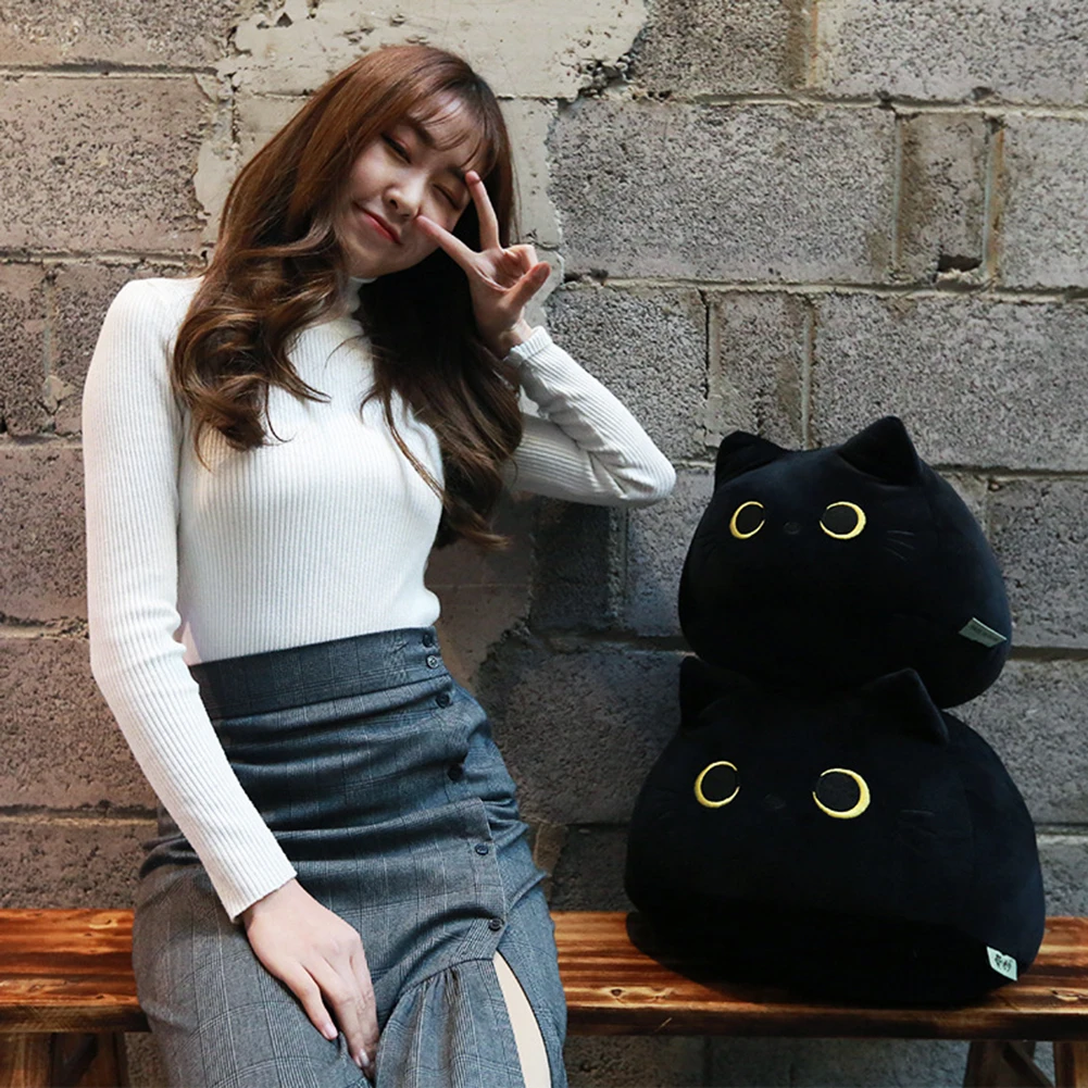 

1PC 40cm/55cmToys 2022 Popular Black Cat Shaped Soft Plush Pillows Doll Lovely Cartoon Animal Stuffed Toys Girls Birthday Gifts