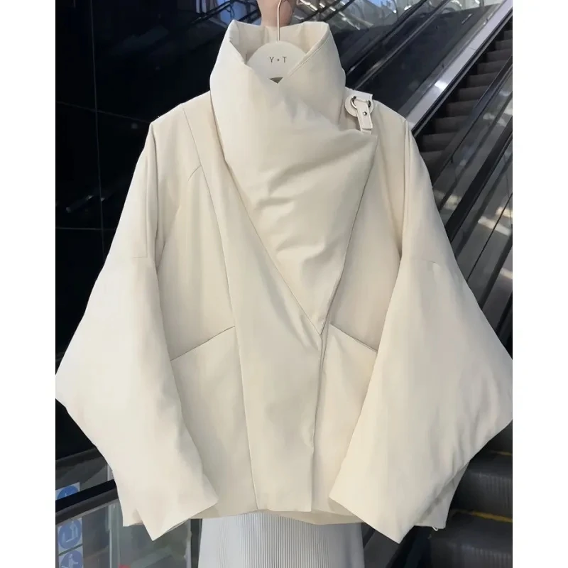 Short Large Lapel Cotton-Padded Jacket Women's Overcoat Autumn Winter 2026 New High-End Loose Warm Chic Bread Clothing Coat