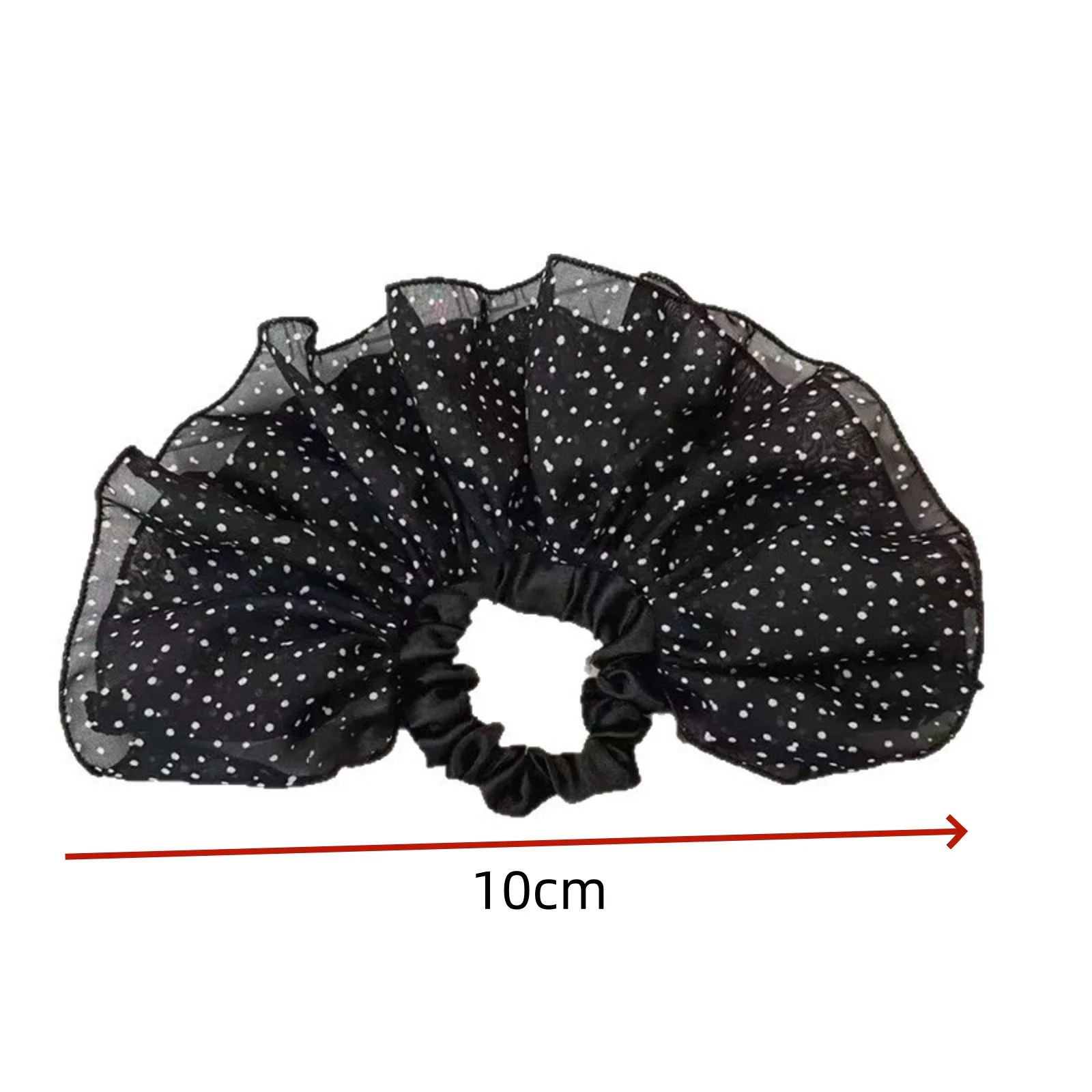 1PC Chiffon Polka Dot Hair Scrunchies, Fluffy Ruffle Hair Ties for Women, Cute Elastic Hair Bands, Fashion Hair Accessories