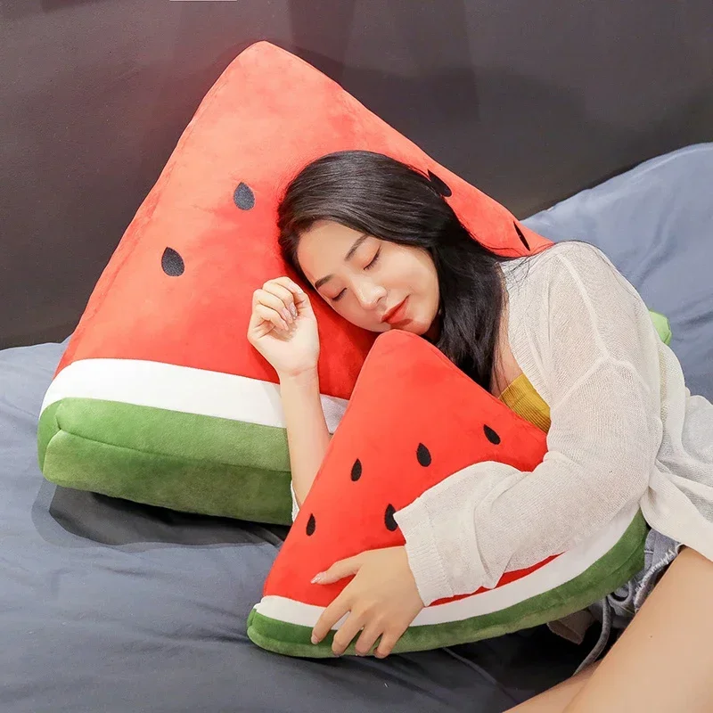 시뮬레이션 수박 채워진 과일 베개 봉제 장난감, 가정 소파 침대, 자동차 장식, 부드러운 쿠션, 어린이 선물, 빅 사이즈 100cm, 3 가지 스타일