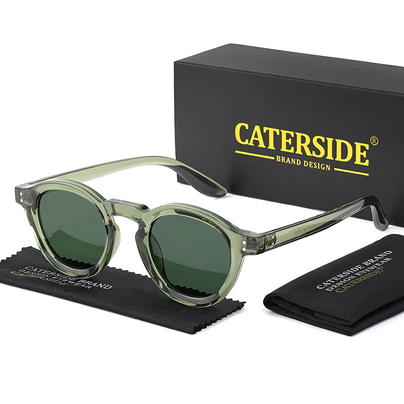 CATERSIDE Retro Runde Polarisierte Sonnenbrille Männer TR90 Hochwertige TAC Linsen Sonnenbrille Frauen Fahren Angeln Brillen UV400 – Detail 6