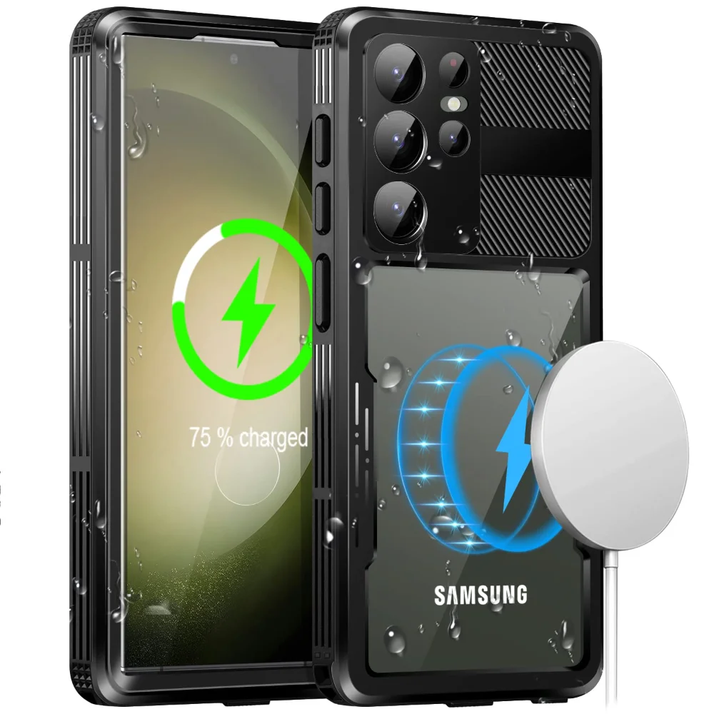 

Waterproof Case for Samsung Galaxy S23 Ultra Compatible with Magsafe Snow Dust Shock Proof 360° Underwater IP68 Certified Cover